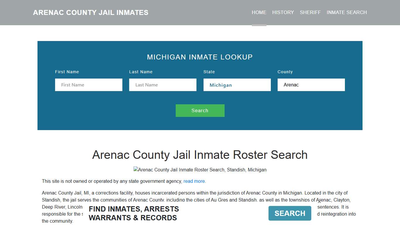 Arenac County Jail Inmate Roster Lookup, Standish, MI