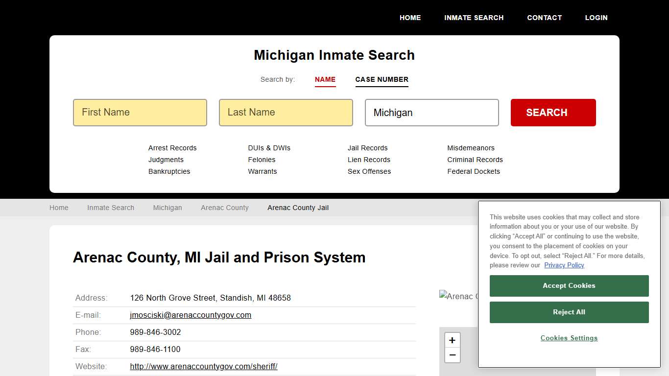Arenac County Jail Inmate Records Search, Michigan - StateCourts