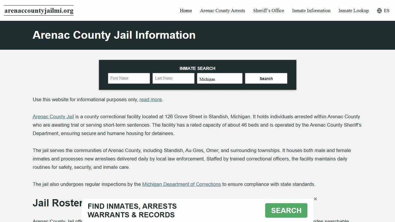 Arenac County, MI Jail Roster, Inmate Info