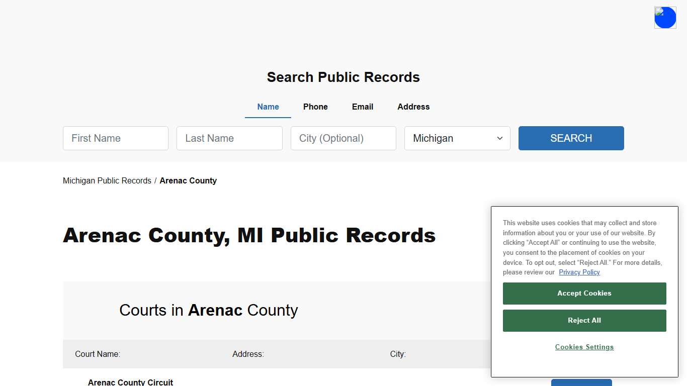 Arenac County, MI Public Court, Arrest and Inmate Records - ThePublicIndex